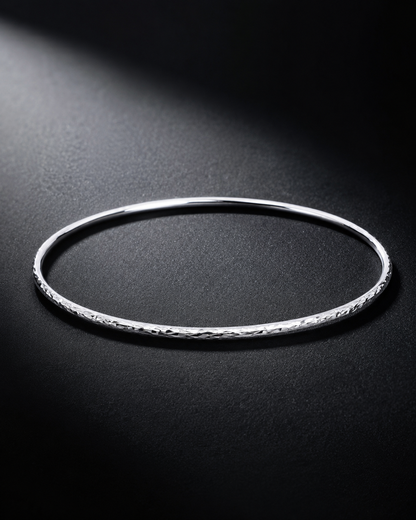 1.5mm Sterling Silver Diamond Cut Bangle Bracelet – Thin Minimalist Stacking Bracelet