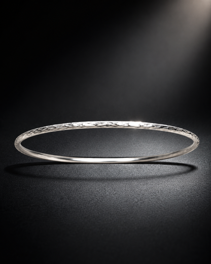 1.5mm Sterling Silver Diamond Cut Bangle Bracelet – Thin Minimalist Stacking Bracelet