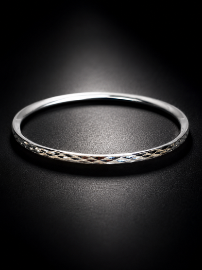 Solid Sterling Silver 3mm Bangle Bracelet – Diamond Cut Stacking Bangle