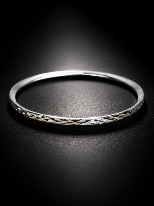 Sterling Silver 3mm Bangle Bracelet – Diamond Cut Stacking Bangle