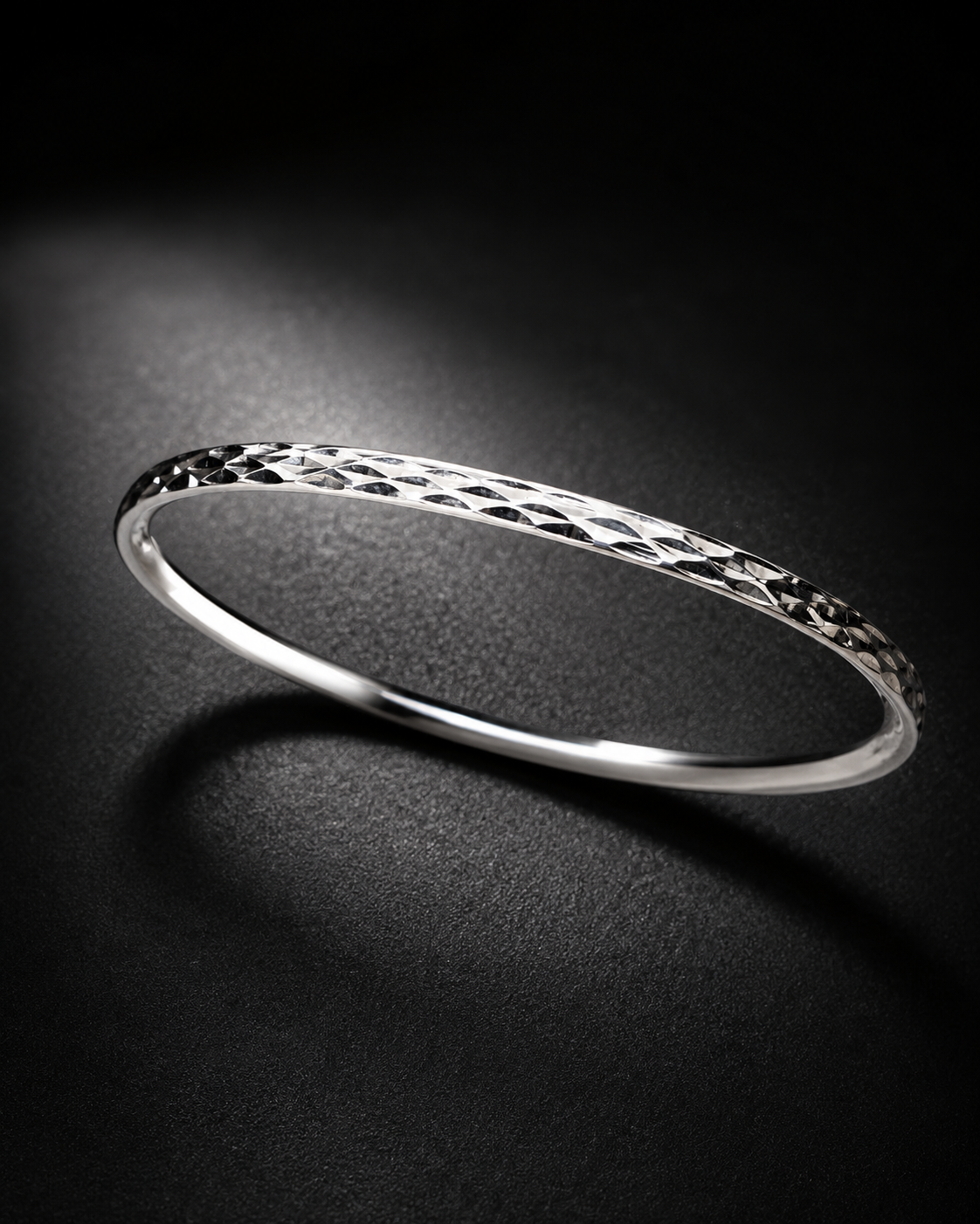 Solid Sterling Silver 3mm Bangle Bracelet – Diamond Cut Stacking Bangle