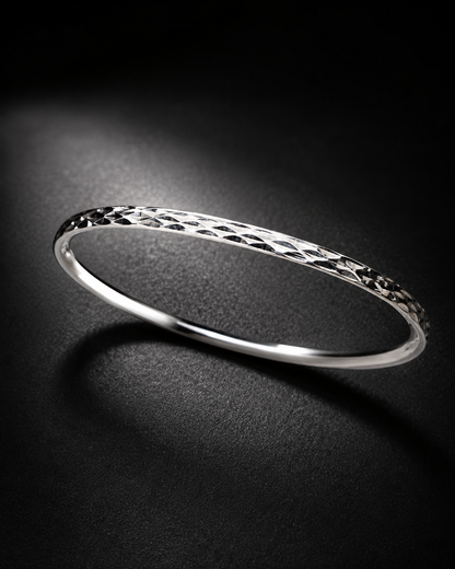 Solid Sterling Silver 3mm Bangle Bracelet – Diamond Cut Stacking Bangle