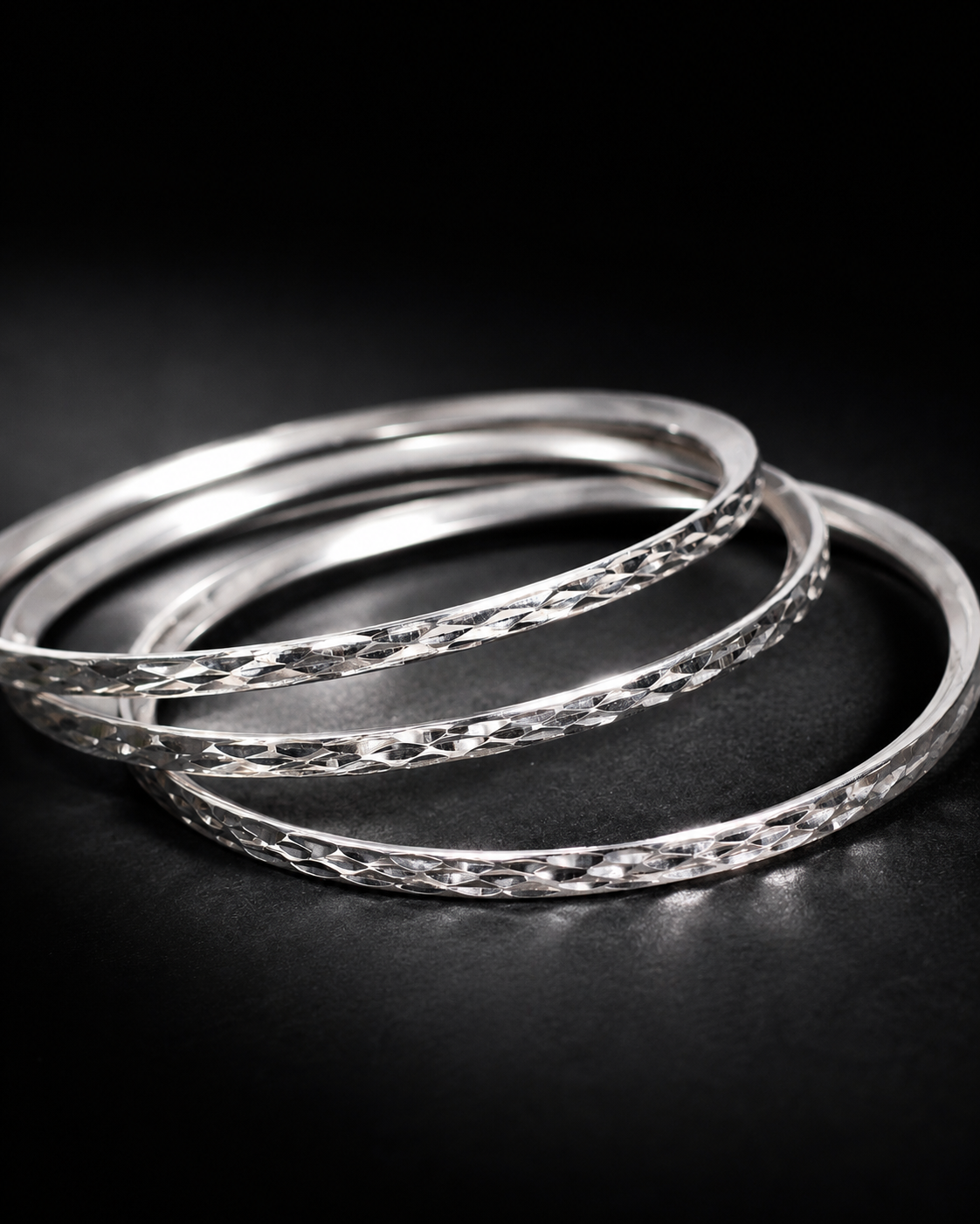 Solid Sterling Silver 3mm Bangle Bracelet – Diamond Cut Stacking Bangle