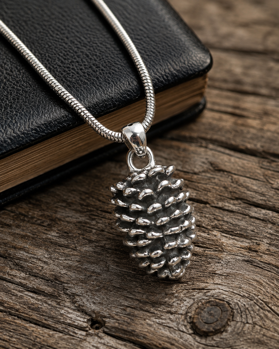 Sterling Silver Pinecone Pendant, Woodland Charm