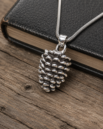 Sterling Silver Pinecone Pendant, Woodland Charm