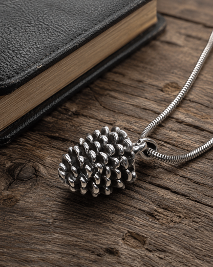 Sterling Silver Pinecone Pendant, Woodland Charm