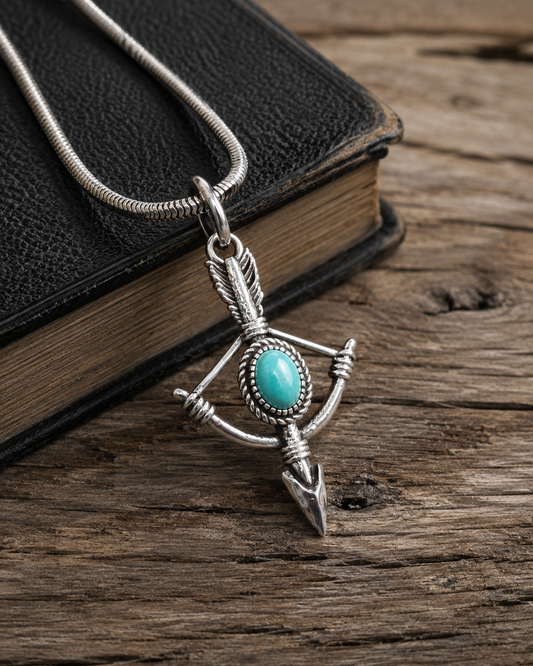 Sterling Silver Turquoise Bow and Arrow Pendant, Sagittarius Arrow Charm, Boho Archery Pendant