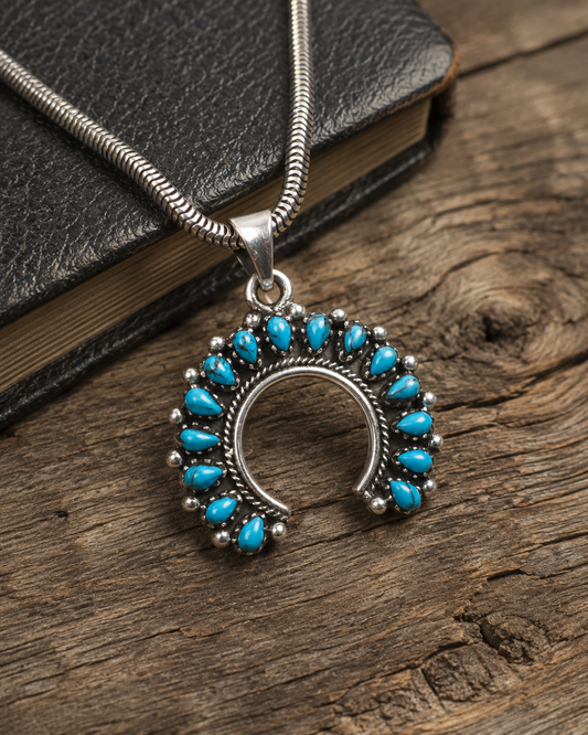 Sterling Silver Naja Pendant with Turquoise or Howlite Stones, Southwest Style Crescent Pendant Only