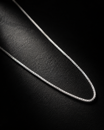 0.5mm Solid Sterling Silver Box Chain Necklace – Thin Minimalist 925 Silver Chain for Pendant, Delicate Everyday Jewelry