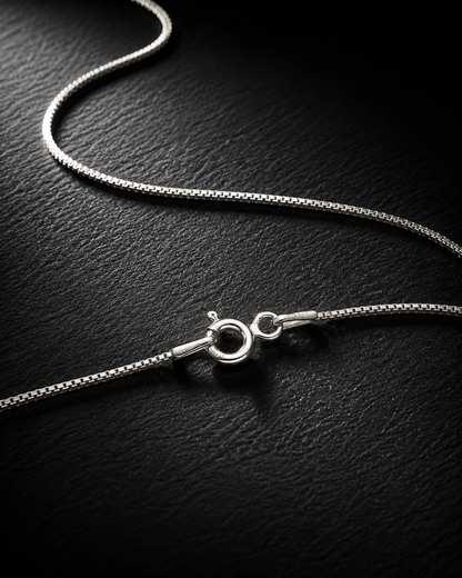 0.5mm Solid Sterling Silver Box Chain Necklace – Thin Minimalist 925 Silver Chain for Pendant, Delicate Everyday Jewelry