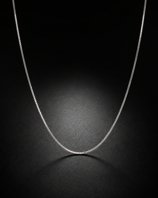 0.5mm Solid Sterling Silver Box Chain Necklace – Thin Minimalist 925 Silver Chain for Pendant, Delicate Everyday Jewelry