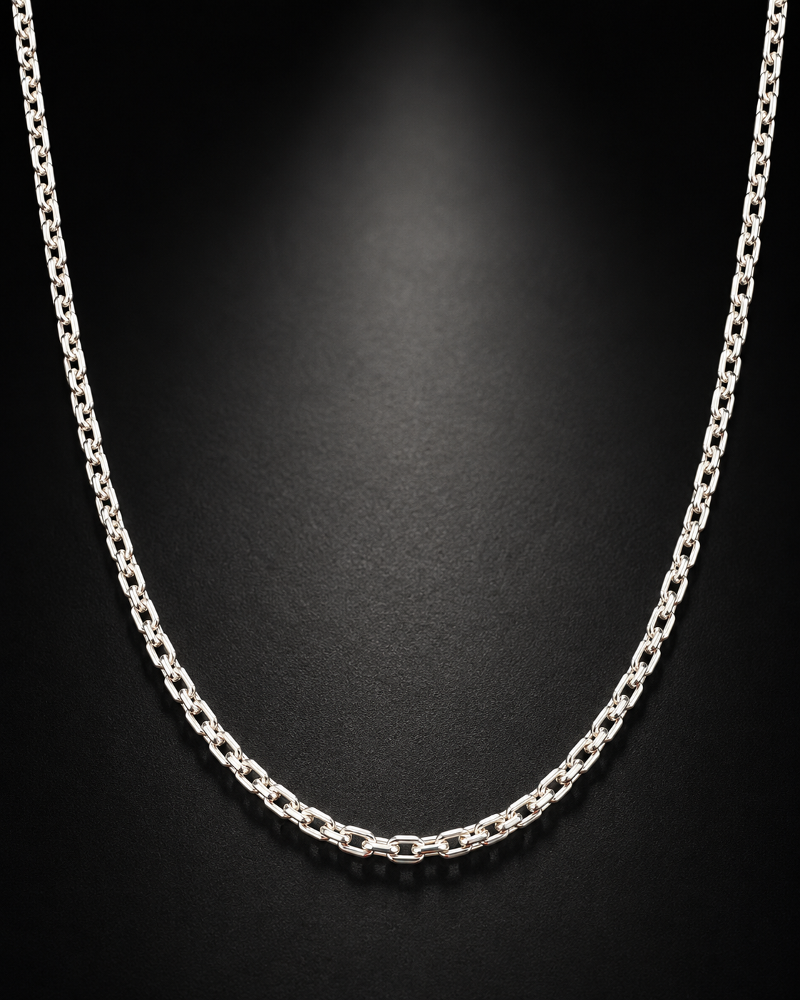 Solid Sterling Silver 3mm Rectangular Link Rolo Chain Necklace – 925 Silver Chain