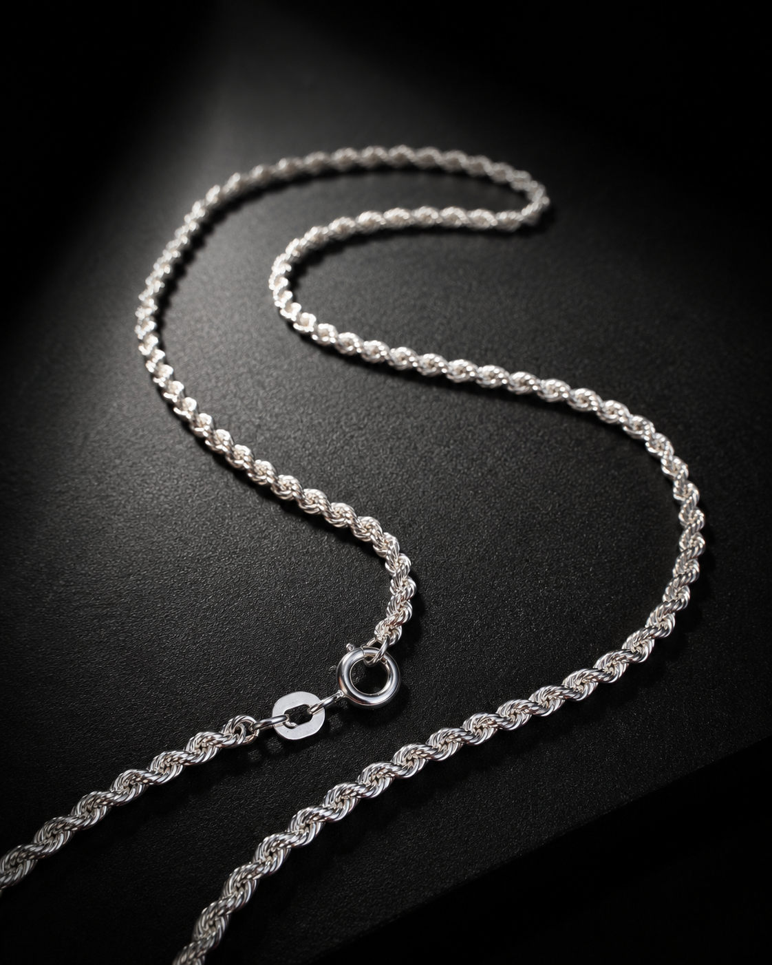 2mm Solid Sterling Silver Rope Chain Necklace – 925 Silver Twisted Chain