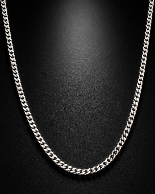 3mm Solid Sterling Silver Cuban Link Chain Necklace – Unisex 925 Silver Curb Chain for Men & Women