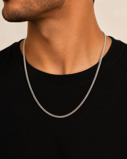 Solid Sterling Silver 2.5mm Curb Chain Necklace