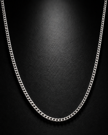 Solid Sterling Silver 2.5mm Curb Chain Necklace
