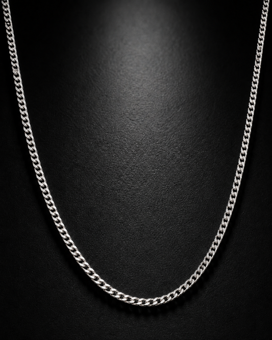 Solid Sterling Silver 2.5mm Curb Chain Necklace