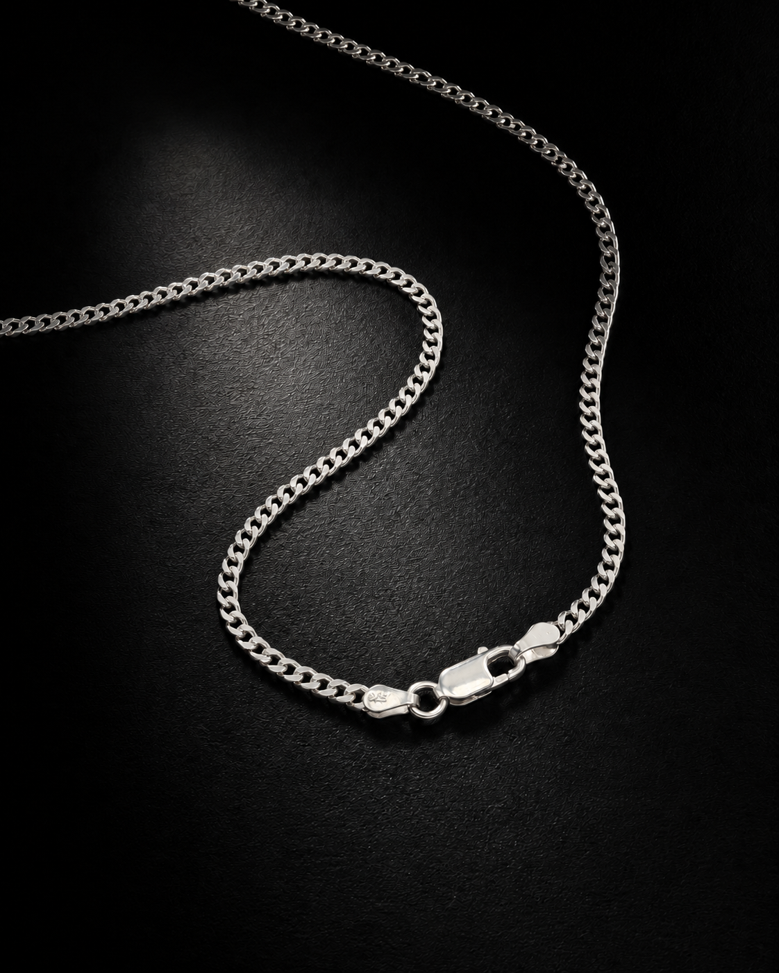 Solid Sterling Silver 2.5mm Curb Chain Necklace