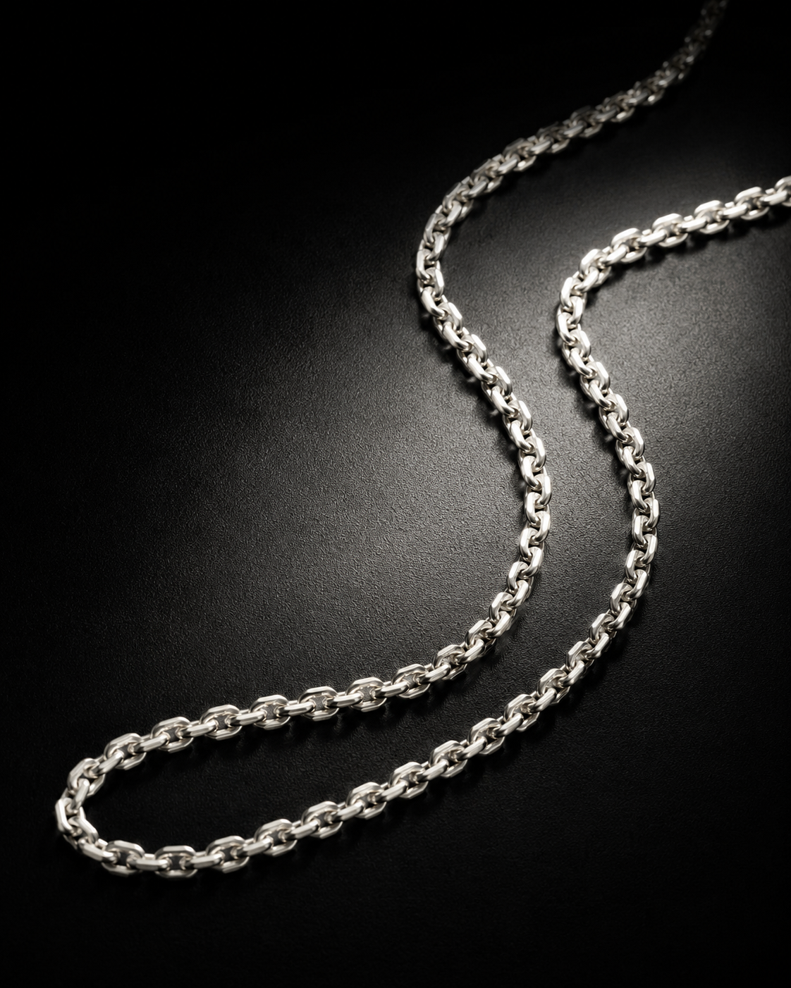 Solid Sterling Silver 3mm Rectangular Link Rolo Chain Necklace – 925 Silver Chain