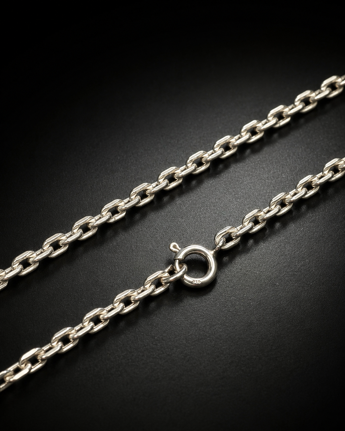 Solid Sterling Silver 3mm Rectangular Link Rolo Chain Necklace – 925 Silver Chain
