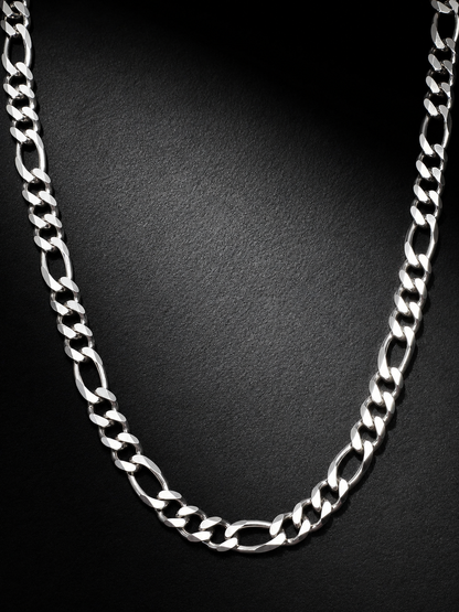Solid Heavy Sterling Silver Figaro Chain Necklace – 10mm Men’s 925 Silver Chain