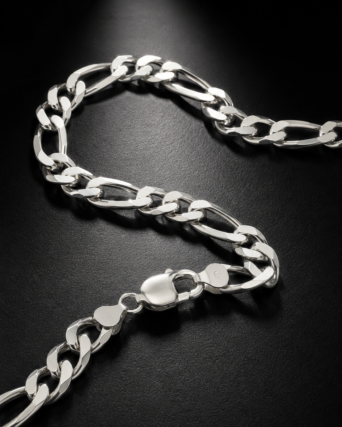 Solid Heavy Sterling Silver Figaro Chain Necklace – 10mm Men’s 925 Silver Chain