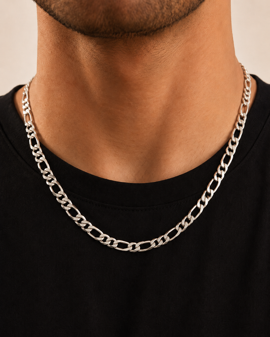 Solid Heavy Sterling Silver Figaro Chain Necklace – 10mm Men’s 925 Silver Chain