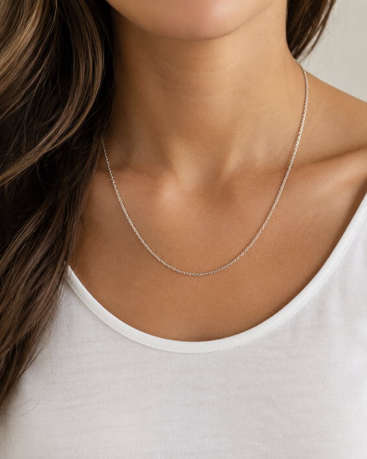 1mm Sterling Silver Thin Chain Necklace – Dainty 925 Silver Cable Chain for Pendant, Minimal Everyday Necklace