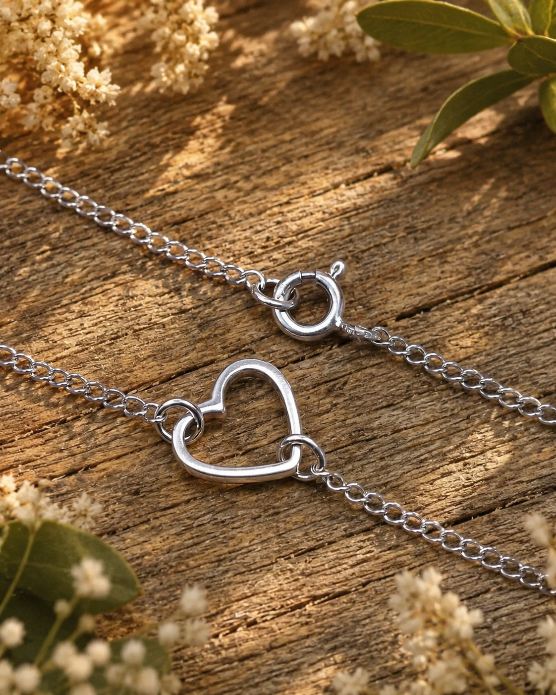Sterling Silver Heart Anklet, Dainty 925 Silver Ankle Bracelet, Minimalist Heart Charm Anklet, Beach Jewelry Gift for Her