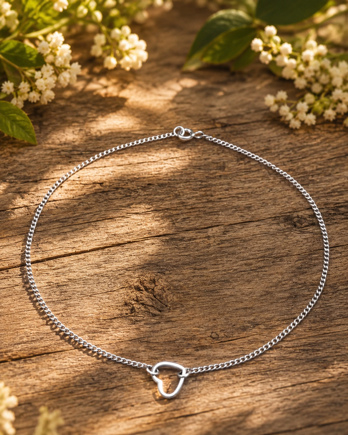 Sterling Silver Heart Anklet, Dainty 925 Silver Ankle Bracelet, Minimalist Heart Charm Anklet, Beach Jewelry Gift for Her