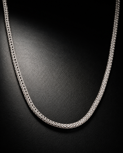Solid Heavy 4mm Sterling Silver Wheat Chain Necklace – Thick Men’s Silver Chain