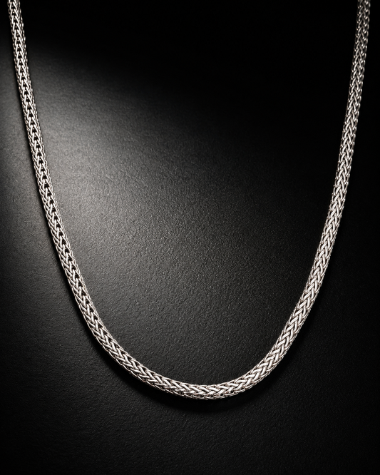 Solid Heavy 4mm Sterling Silver Wheat Chain Necklace – Thick Men’s Silver Chain
