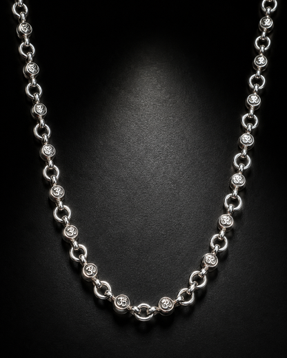 Solid Heavy Sterling Silver Om Chain Necklace – 5mm Handmade Spiritual Link Chain