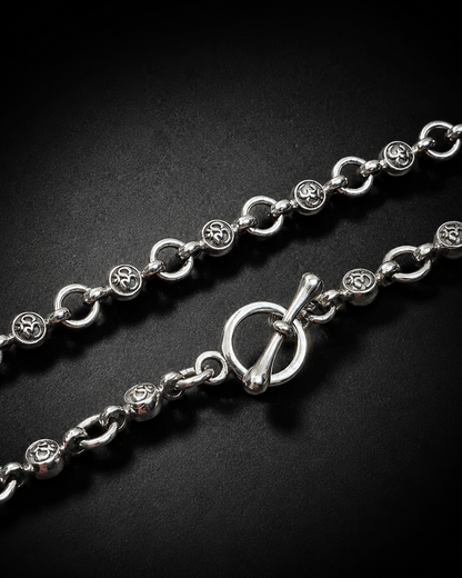Solid Heavy Sterling Silver Om Chain Necklace – 5mm Handmade Spiritual Link Chain