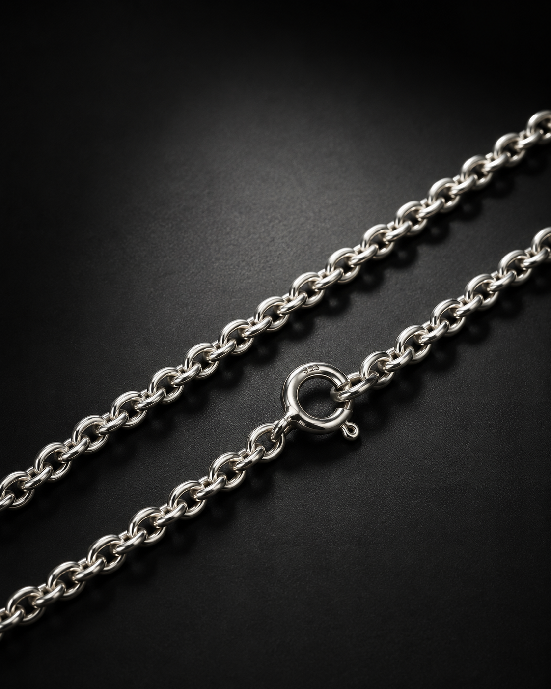 3mm Solid Sterling Silver Rolo Chain Necklace | Unisex Silver Belcher Chain | Pendant Chain