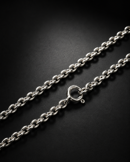 3mm Solid Sterling Silver Rolo Chain Necklace | Unisex Silver Belcher Chain | Pendant Chain