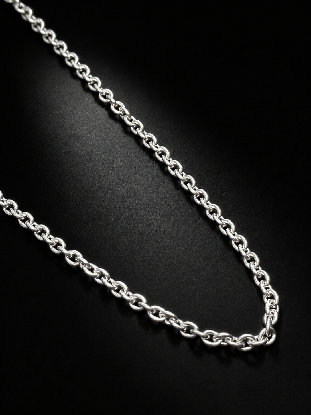 3mm Solid Sterling Silver Rolo Chain Necklace | Unisex Silver Belcher Chain | Pendant Chain