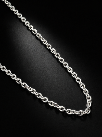 3mm Solid Sterling Silver Rolo Chain Necklace | Unisex Silver Belcher Chain | Pendant Chain