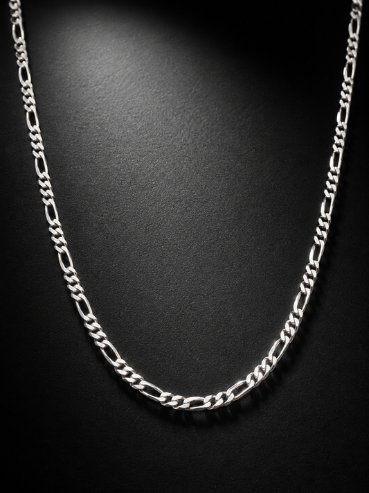 3mm Solid Sterling Silver Figaro Chain Necklace