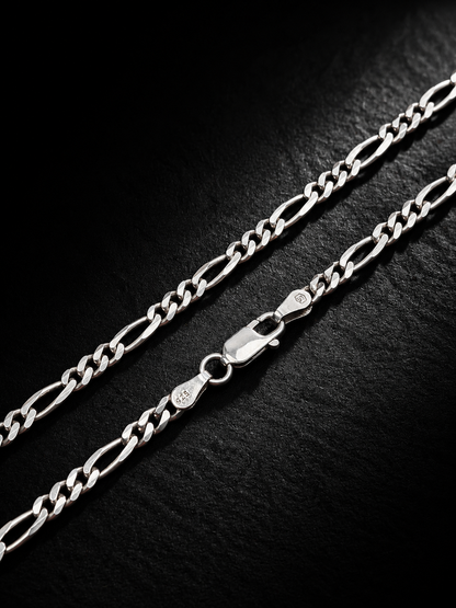 3mm Solid Sterling Silver Figaro Chain Necklace