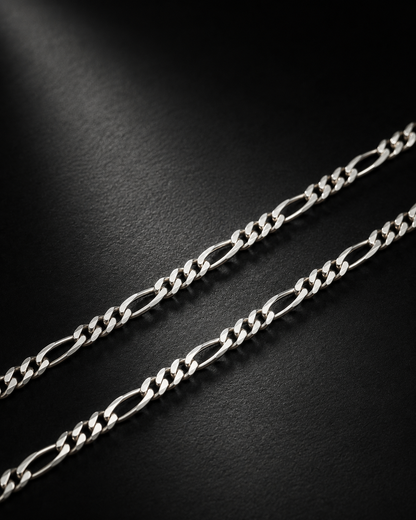3mm Solid Sterling Silver Figaro Chain Necklace