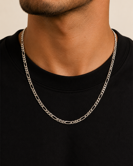 3mm Solid Sterling Silver Figaro Chain Necklace