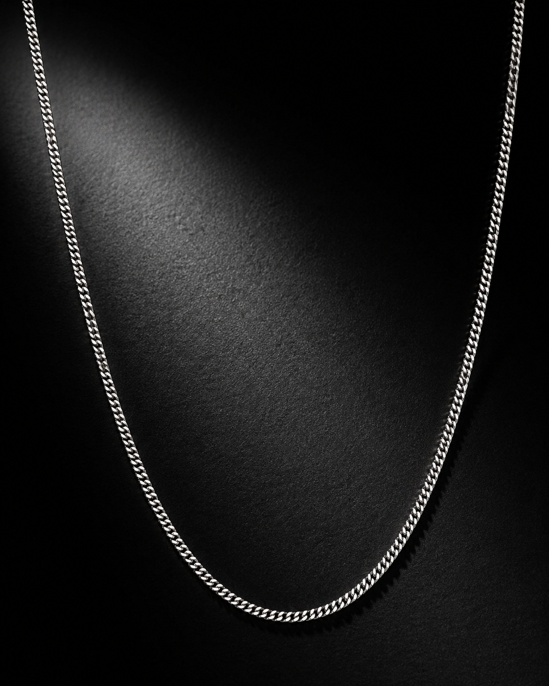 1mm Oxidized Sterling Silver Curb Chain Necklace – Solid 925 Silver Minimal Chain