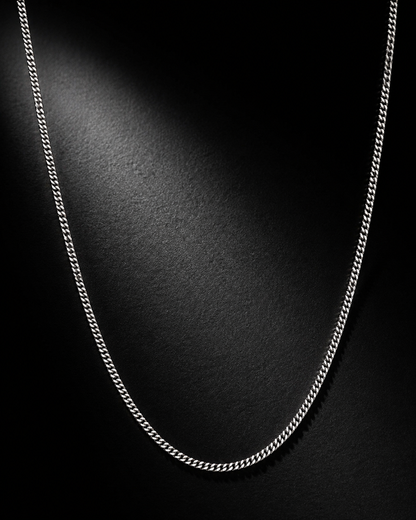 1mm Oxidized Sterling Silver Curb Chain Necklace – Solid 925 Silver Minimal Chain