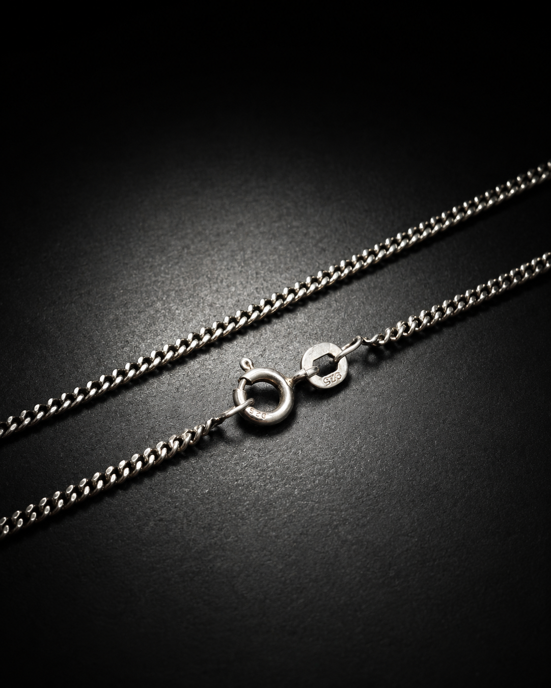 1mm Oxidized Sterling Silver Curb Chain Necklace – Solid 925 Silver Minimal Chain