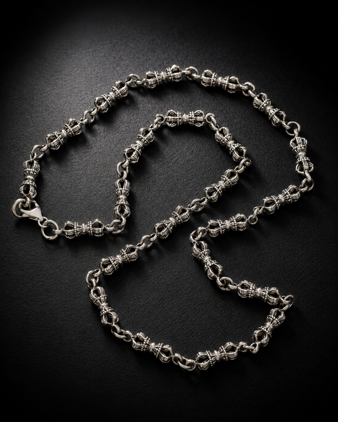 Solid Sterling Silver 5mm Vajra Dorje Chain Necklace – Heavy Dorje Silver Chain