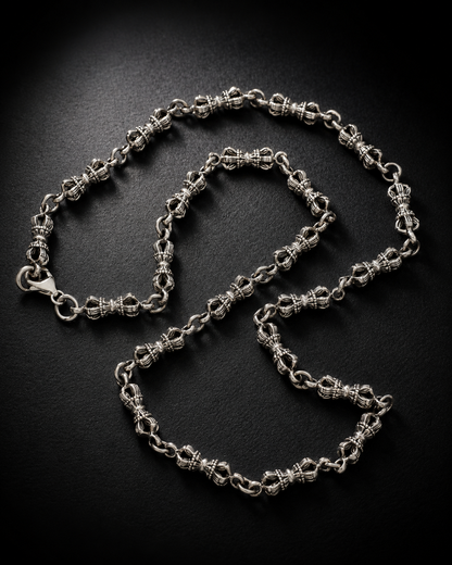 Solid Sterling Silver 5mm Vajra Dorje Chain Necklace – Heavy Dorje Silver Chain