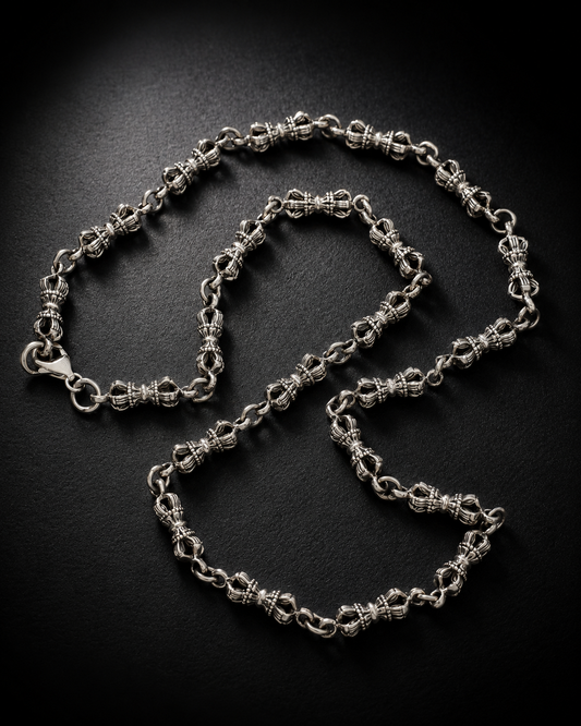 Solid Sterling Silver 5mm Vajra Dorje Chain Necklace – Heavy Dorje Silver Chain