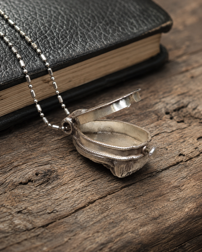 Sterling Silver Vajrasattva Prayer Box Pendant – Buddhist Gau Locket