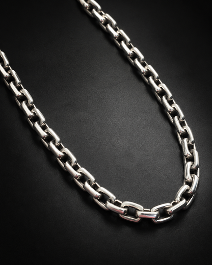 Solid Sterling Silver 5mm Heavy Box Chain Necklace – Men’s Silver Link Chain with Toggle Clasp